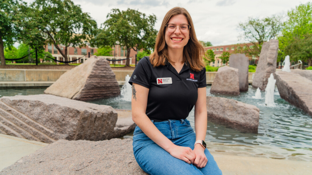 Nebraska's Annie von Kampen said working on the New Student Enrollment team has provided valuable experience that translates directly into her future career as a music teacher. She will begin her new career at Wahoo Public Schools in the fall.